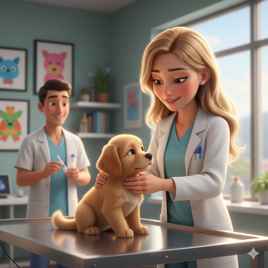 Munka közben a rendelőben